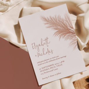 Modern Minimal Boho Pampas Grass Wedding Invitation