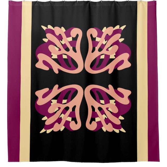 Modern Minimal Bold Art hearts Shower Curtain (Front)