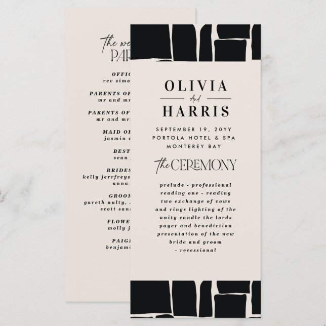 Modern minimal bold graphic black & white wedding (Front/Back)
