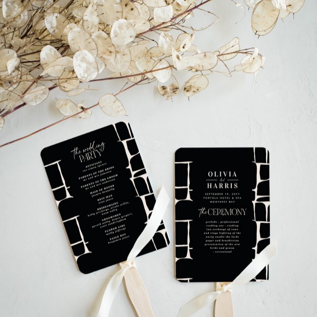 Modern minimal bold graphic black & white wedding hand fan (Creator Uploaded)