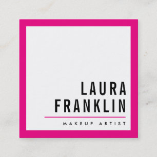 MODERN MINIMAL bold name bright pink black Square Business Card