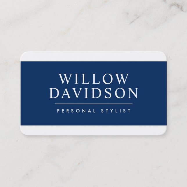 MODERN MINIMAL bold name masculine dark navy blue Business Card (Front)