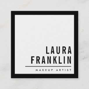 MODERN MINIMAL bold name simple plain black Square Business Card