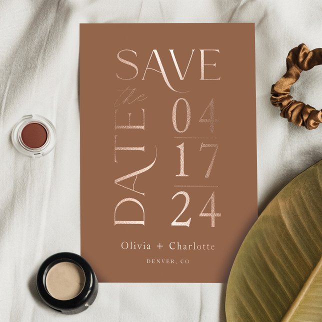 Modern Minimal Bold Save the Date Typographic (Modern Minimal Bold Save the Date Typographic Foil Invitation)