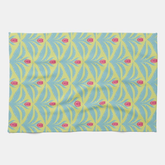 Modern minimal bold tulip pattern tea towel (Horizontal)