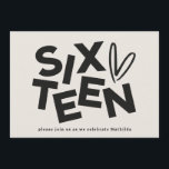 Modern minimal bold typography 16th birthday invitation<br><div class="desc">Modern minimal bold typography 16th birthday black and white party invitation.</div>