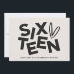 Modern minimal bold typography 16th birthday invitation<br><div class="desc">Modern minimal bold typography 16th birthday black and white party invitation.</div>