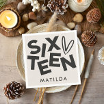 Modern minimal bold typography 16th birthday napkin<br><div class="desc">Modern minimal bold typography 16th birthday black and white party decor favour napkin.</div>
