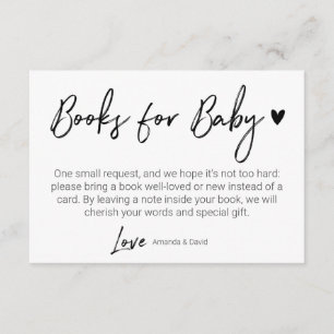 Modern & Minimal Books For Baby Black Brush Script Enclosure Card