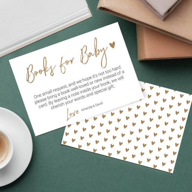 Modern & Minimal Books For Baby Gold Brush Script Enclosure Card (Creator Uploaded)