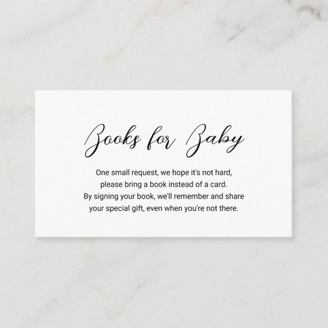Modern Minimal Books for Baby Simple Baby Shower Enclosure Card (Front)