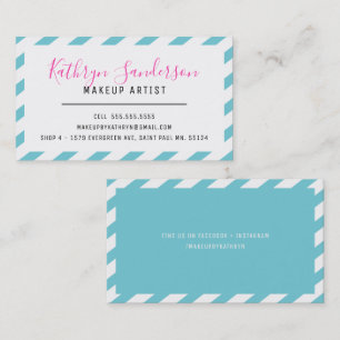 MODERN MINIMAL BORDER turquoise blue pink white Business Card