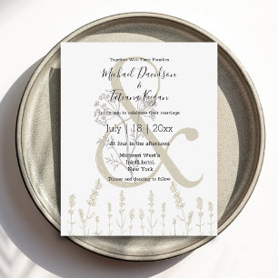 modern minimal botanical green wedding invitation