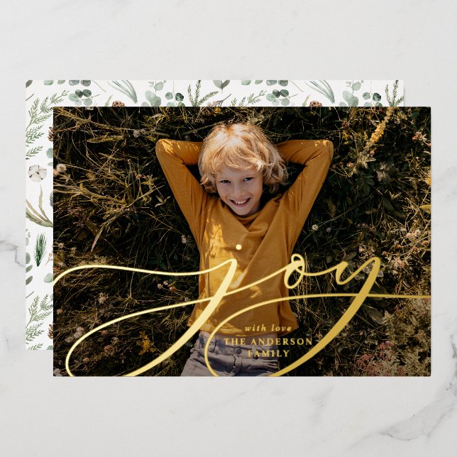 Modern minimal botanical joy script Christmas (Front/Back)