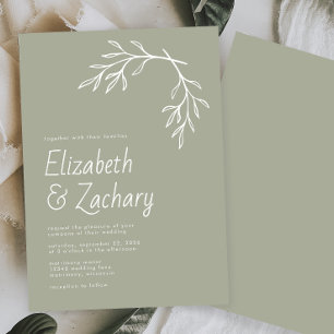 Modern Minimal Botanical Sage Green Wedding Invitation