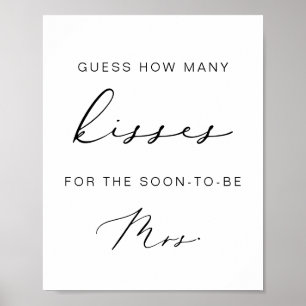 Modern Minimal Bridal Shower guess the kisses Sign