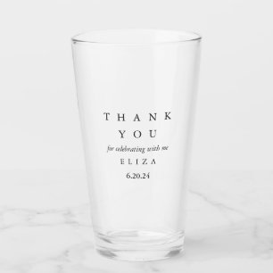 Modern Minimal Bridal Shower Thank You Glass