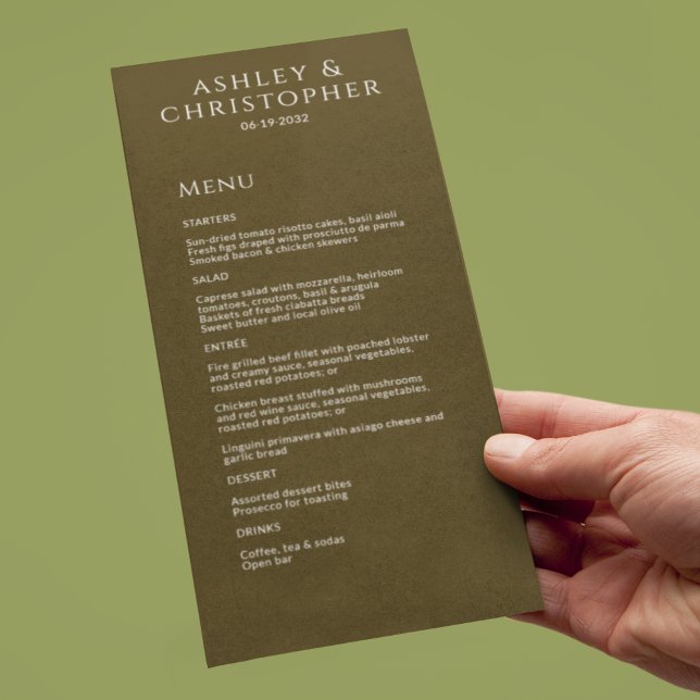 Modern Minimal Bronze Wedding Reception Menu (Creator Uploaded)