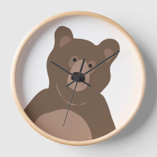 Modern Minimal Brown Baby Bear, 10" Round Clock