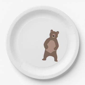 Modern Minimal Brown Bear Shower Birthday Plates