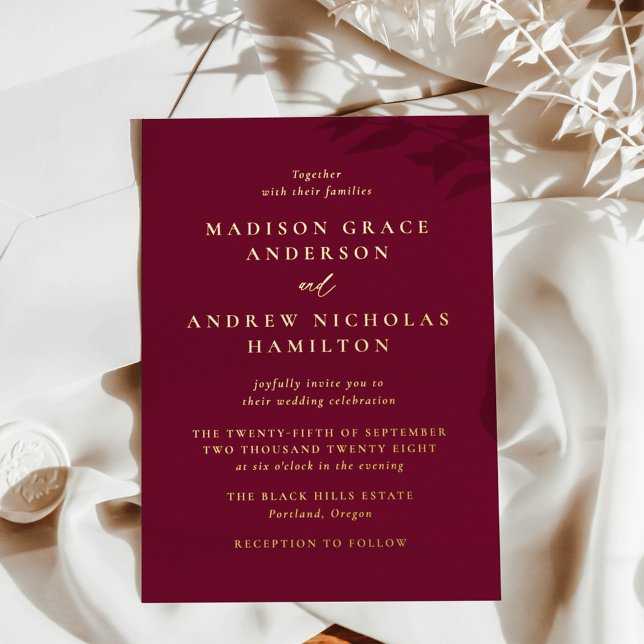 Modern Minimal Burgundy and Gold Wedding (Creator Uploaded)