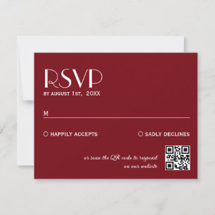 Modern Minimal Burgundy Elegant Wedding RSVP Card
