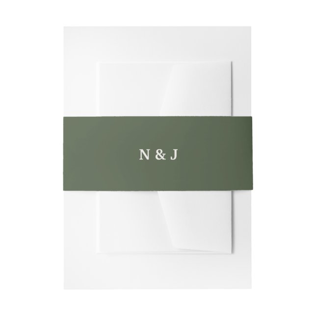 Modern minimal burgundy initials wedding invitation belly band (Front Example)