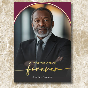 Modern Minimal Burgundy Retirement Party