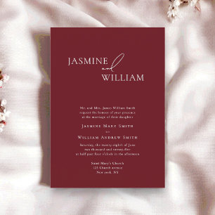 Modern minimal burgundy Wedding Invitation