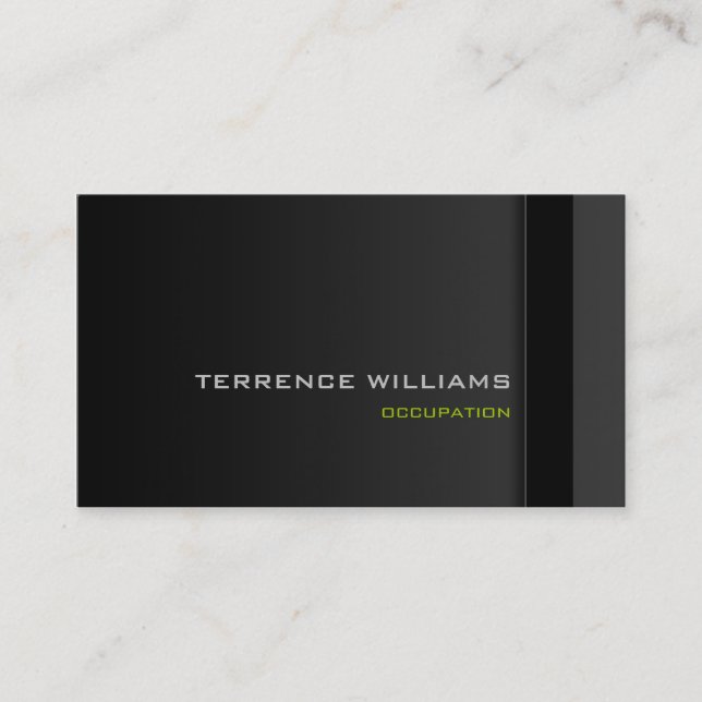 Modern minimal business card template Black Green (Front)
