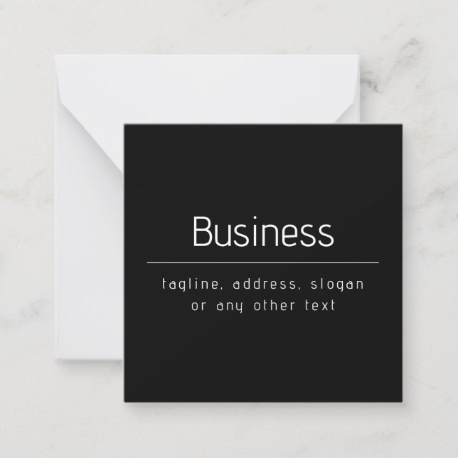 Modern Minimal Business Name & other Info | Black Card (Front)