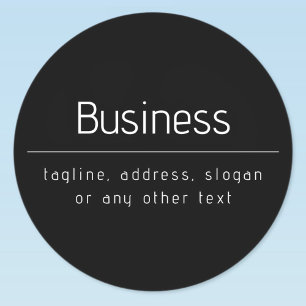 Modern Minimal Business Name & other Info   Black Classic Round Sticker