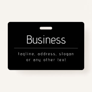 Modern Minimal Business Name & other Info   Black ID Badge