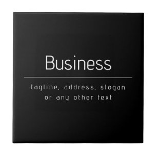 Modern Minimal Business Name & other Info Black Tile