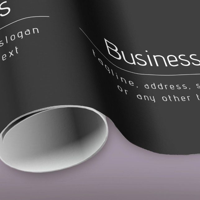 Modern Minimal Business Name & other Info | Black Wrapping Paper (Creator Uploaded)