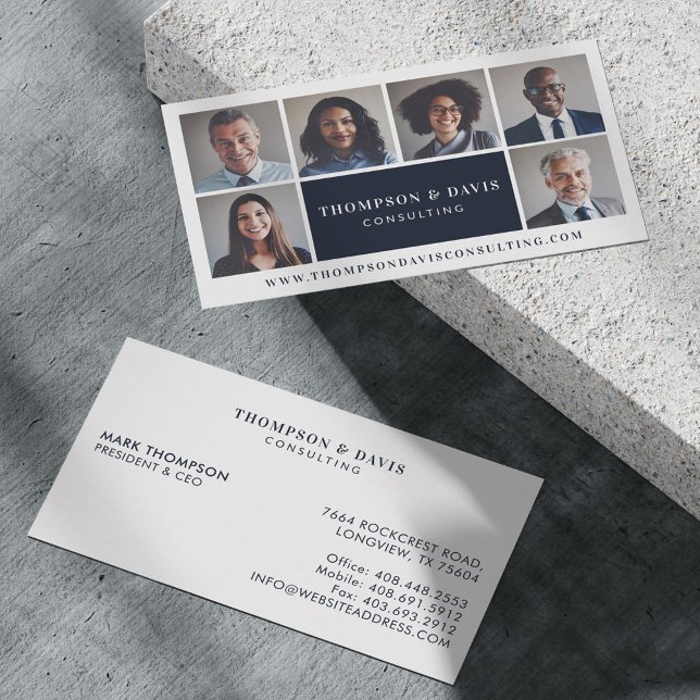 Modern & Minimal Business Team Members Photo Grid Business Card (Modern & Minimal Business Team Members Photo Grid Business Card)