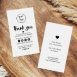 Modern Minimal Business Thank You For Order Insert<br><div class="desc">An elegant,  modern,  and chic business thank you for your order card. Social media icons can be deleted or moved around by clicking "customise further" while personalising. Simple and modern with a script font. Change the colour of hearts and stars if you wish.</div>