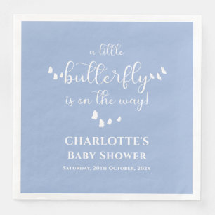 Modern Minimal Butterfly Calligraphy Baby Shower Napkin