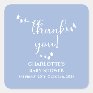 Modern Minimal Butterfly Calligraphy Baby Shower Square Sticker