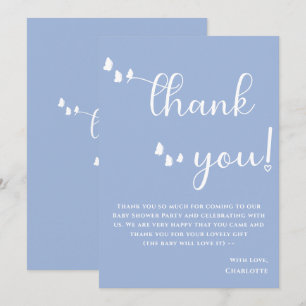 Modern Minimal Butterfly Calligraphy Baby Shower Thank You Card