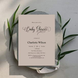 Modern Minimal Calligraphy Baby Boy Shower Invitation