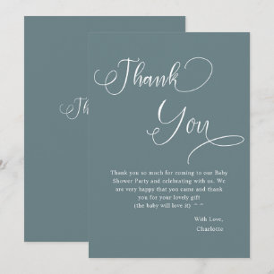 Modern Minimal Calligraphy Baby Boy Shower Thank You Card