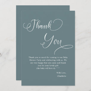 Modern Minimal Calligraphy Baby Boy Shower Thank You Card