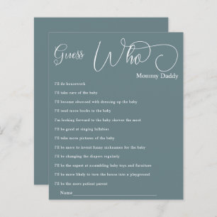 Modern Minimal Calligraphy Baby Shower Guess Who