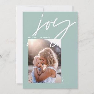 modern minimal calligraphy joy holiday 1 photo s card