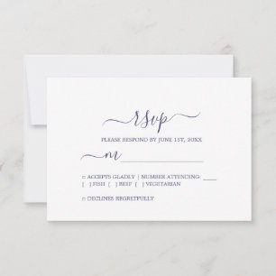 Modern Minimal Calligraphy Navy Blue Wedding RSVP Card