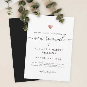 Modern Minimal Calligraphy Rose Gold Vow Renewal I Invitation