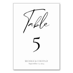 Modern Minimal Calligraphy Script Wedding Table Number