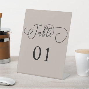 Modern Minimal Calligraphy Table Numbers Pedestal Sign