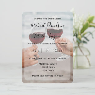 modern minimal calligraphy wedding day photo card